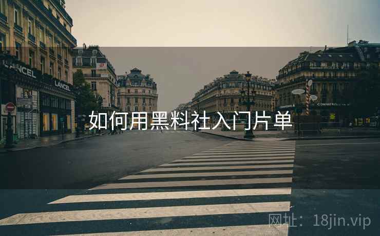 如何用黑料社入门片单